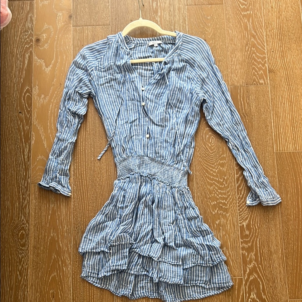 Rails Blue Striped Long Sleeve Dress, S